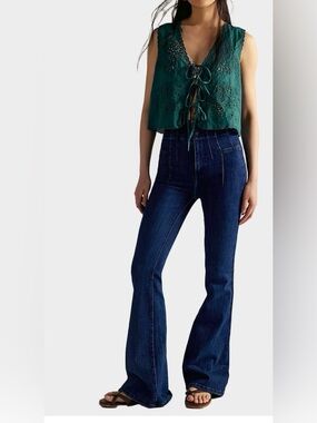 FREE PEOPLE Jayde Womens High Rise Flare Jeans